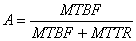 Availability calculation from MTBF and MTTR